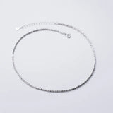 925 Silver CZ Choker Short Necklace 2mm Chain Fine Jewelry Gift