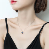 925 Silver Labradorite Pendant Choker Necklace for Women