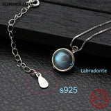 925 Silver Labradorite Pendant Choker Necklace for Women