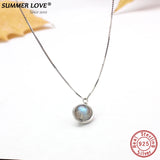 925 Silver Labradorite Pendant Choker Necklace for Women