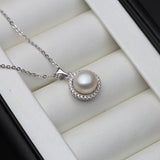 925 Silver Circle Necklace, Freshwater Pearl Pendant