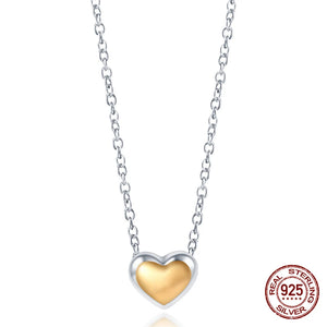 925 Sterling Silver Circle and Heart Charm Necklace for Women