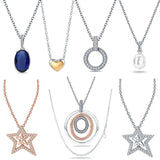 925 Sterling Silver Circle and Heart Charm Necklace for Women