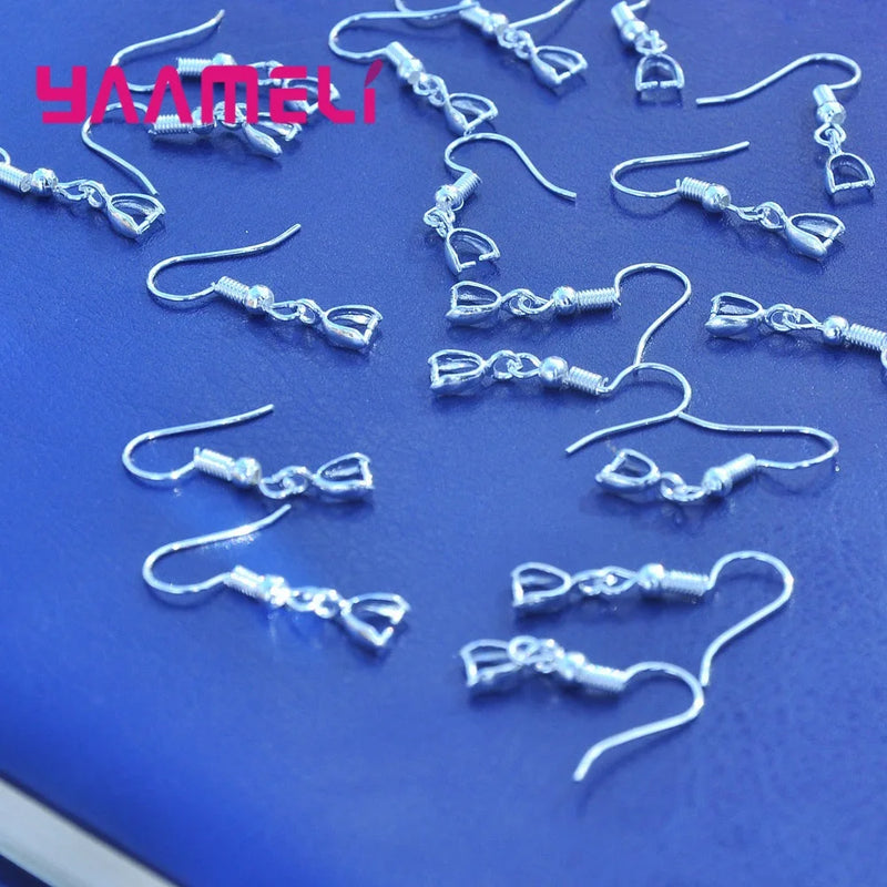 925 Silver Clasp Hook Earrings Component DIY Findings 50PCS