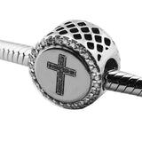 925 Silver CZ Faith Cross Charm for Bracelet Making