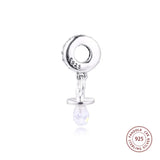 925 Silver CZ Pacifier Dangle Charms Beads for Bracelet Berloques