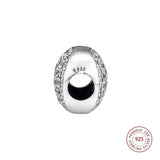 925 Silver Clear CZ Pave Sphere Beads for DIY Jewelry Making