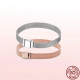 925 Silver Clip Bead Bracelet for Women, Fit Reflexions Charms, Jewelry B055