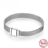 925 Silver Clip Bead Bracelet for Women, Fit Reflexions Charms, Jewelry B055