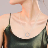 925 Silver Collier Chains Sparkling Hearts Pendant Necklace for Women