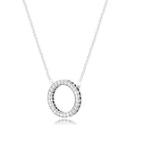 925 Silver Collier Chains Sparkling Hearts Pendant Necklace for Women