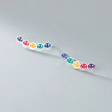 925 Silver Colorful Smile Face Ear Climber Earrings Geometric Crawler Jewelry