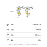 925 Silver Crystal 3D Flower Stud Earrings - Women's Jewelry