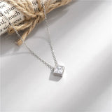 925 Silver Crystal Diamond Pendant Necklaces with Chain