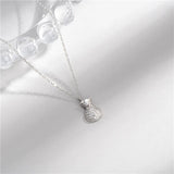 925 Silver Crystal Money Bag Pendant Necklace