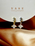 925 Silver Crystal Small Diamond Drop Earrings Wedding Jewelry