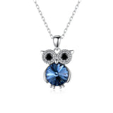 925 Silver Owl Pendant Necklace Austrian Crystal Dainty Jewelry