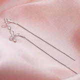 925 Silver Bowknot Drop Earrings Dainty Pull Through Earring Fine Jewelry