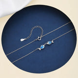 925 Silver Kissing Fish Crystal Choker Necklace for Women