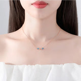 925 Silver Kissing Fish Crystal Choker Necklace for Women