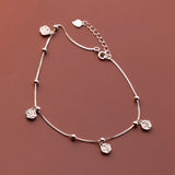925 Sterling Silver Rose Flower Anklets Box Chain Ankle Bracelet Foot Chains