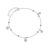 925 Sterling Silver Rose Flower Anklets Box Chain Ankle Bracelet Foot Chains