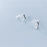925 Silver Hollow Dolphin Stud Earrings for Kids Girls