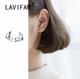 925 Silver Hollow Dolphin Stud Earrings for Kids Girls