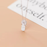 925 Silver Zircon Flip Flop Pendant Necklace Women Christmas Birthday