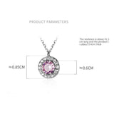 925 Silver CZ Circle Necklace Geometric Pendant Women Party Fine