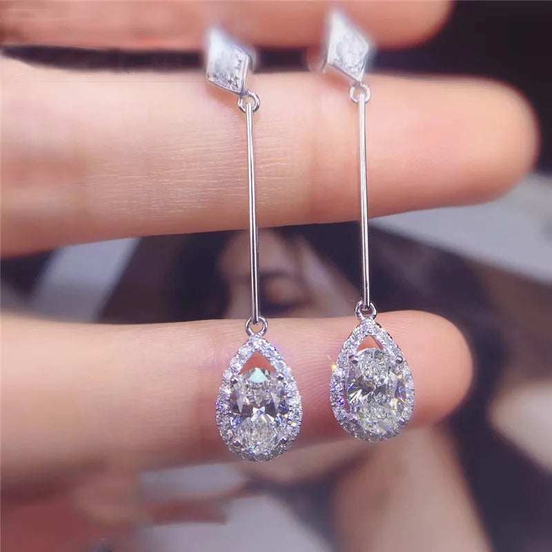 925 Silver Diamond Earrings for Women Drop Earring Females