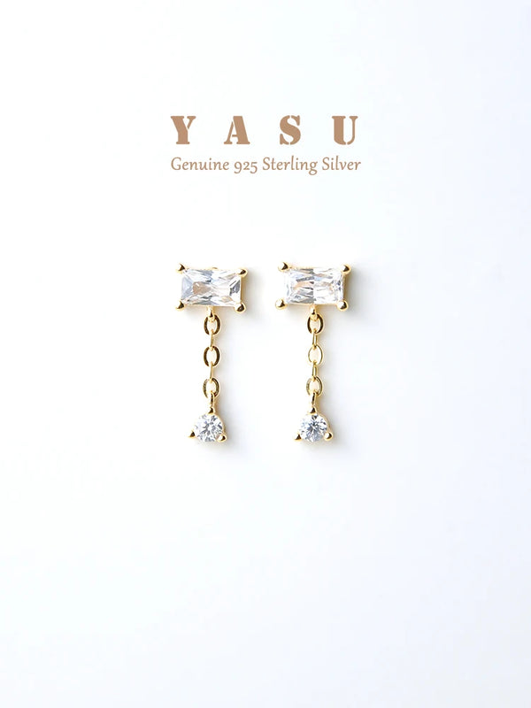 925 Silver Diamond Zirconia Drop Earrings Wedding Jewelry