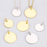 925 Silver Disc Pendant Charm DIY Glossy Necklace Pendant