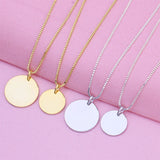 925 Silver Disc Pendant Charm DIY Glossy Necklace Pendant