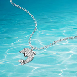 925 Sterling Silver Dolphin Pendant Necklace & Chain For Women