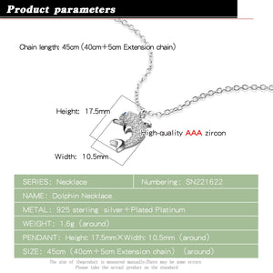925 Sterling Silver Dolphin Pendant Necklace & Chain For Women