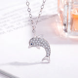 925 Sterling Silver Dolphin Pendant Necklace & Chain For Women