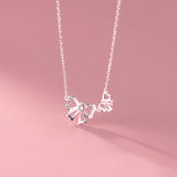 925 Sterling Silver Double Hollow Bowknot Choker Necklaces for Women