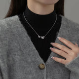 925 Sterling Silver Double Hollow Bowknot Choker Necklaces for Women