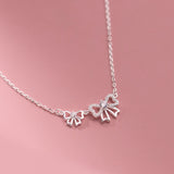 925 Sterling Silver Double Hollow Bowknot Choker Necklaces for Women