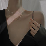 925 Silver Double Layered Choker Necklaces Chain Chokers Fine Jewelry for Women