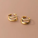 925 Silver Double Layered Ear Cuffs Non-pierced Earrings