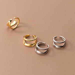 925 Silver Double Layered Ear Cuffs Non-pierced Earrings