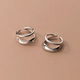 925 Silver Double Layered Ear Cuffs Non-pierced Earrings