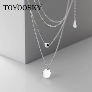 925 Silver Double Layers Necklace Long Chain Link For Women Valentine Collection