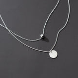 925 Silver Double Layers Necklace Long Chain Link for Women
