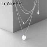 925 Silver Double Layers Necklace Long Chain Link For Women Valentine Collection