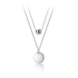 925 Silver Double Layers Necklace Long Chain Link for Women