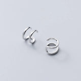 925 Silver Double Line Ear Cuffs Geometric Shape Cartilage Earrings