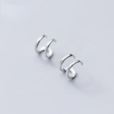 925 Silver Double Line Ear Cuffs Geometric Shape Cartilage Earrings